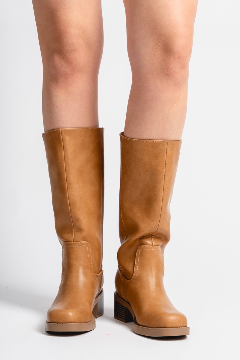 Belvin riding boots dark natural - Cute Shoes - Trendy Shoes at Lush Fashion Lounge Boutique in Oklahoma City
