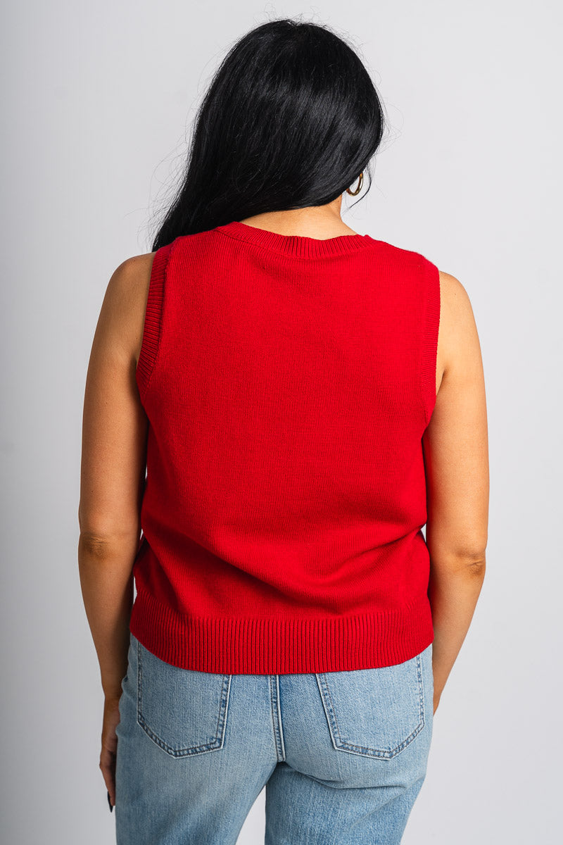 Button up vest red