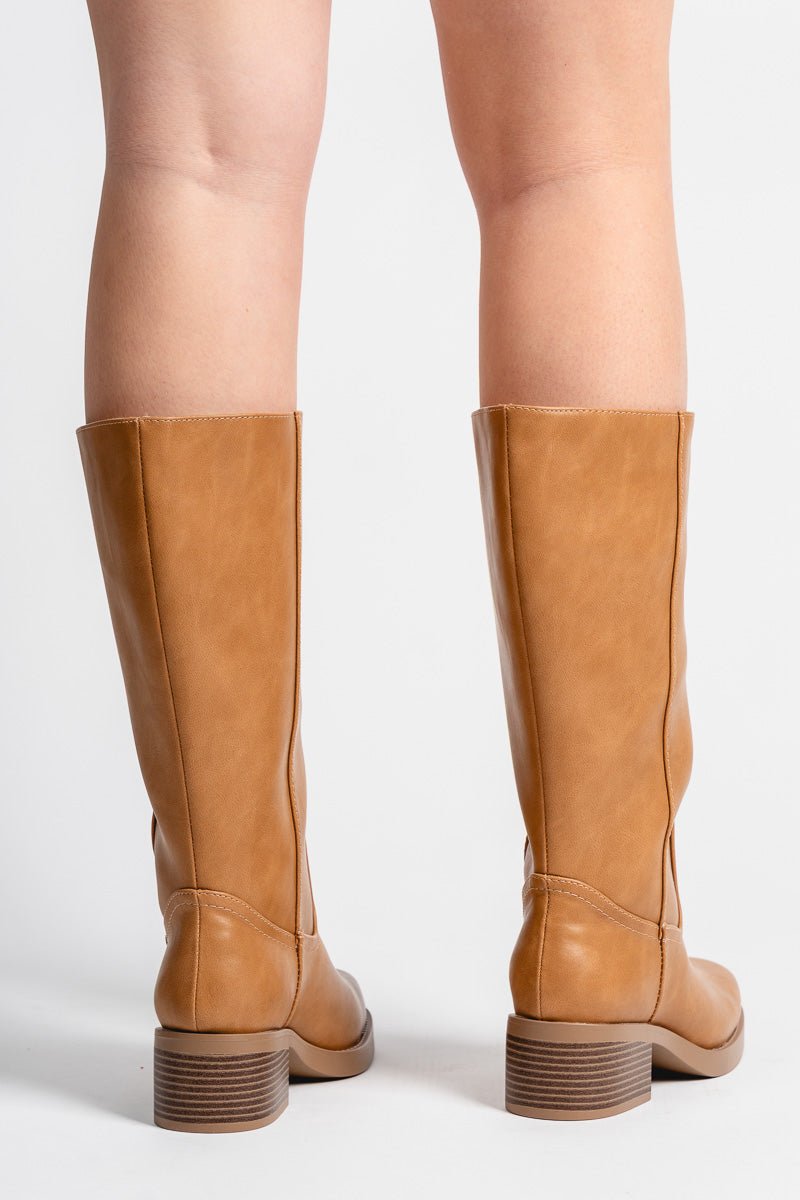 Belvin riding boots dark natural Stylish Shoes - Womens Fashion Shoes at Lush Fashion Lounge Boutique in Oklahoma City