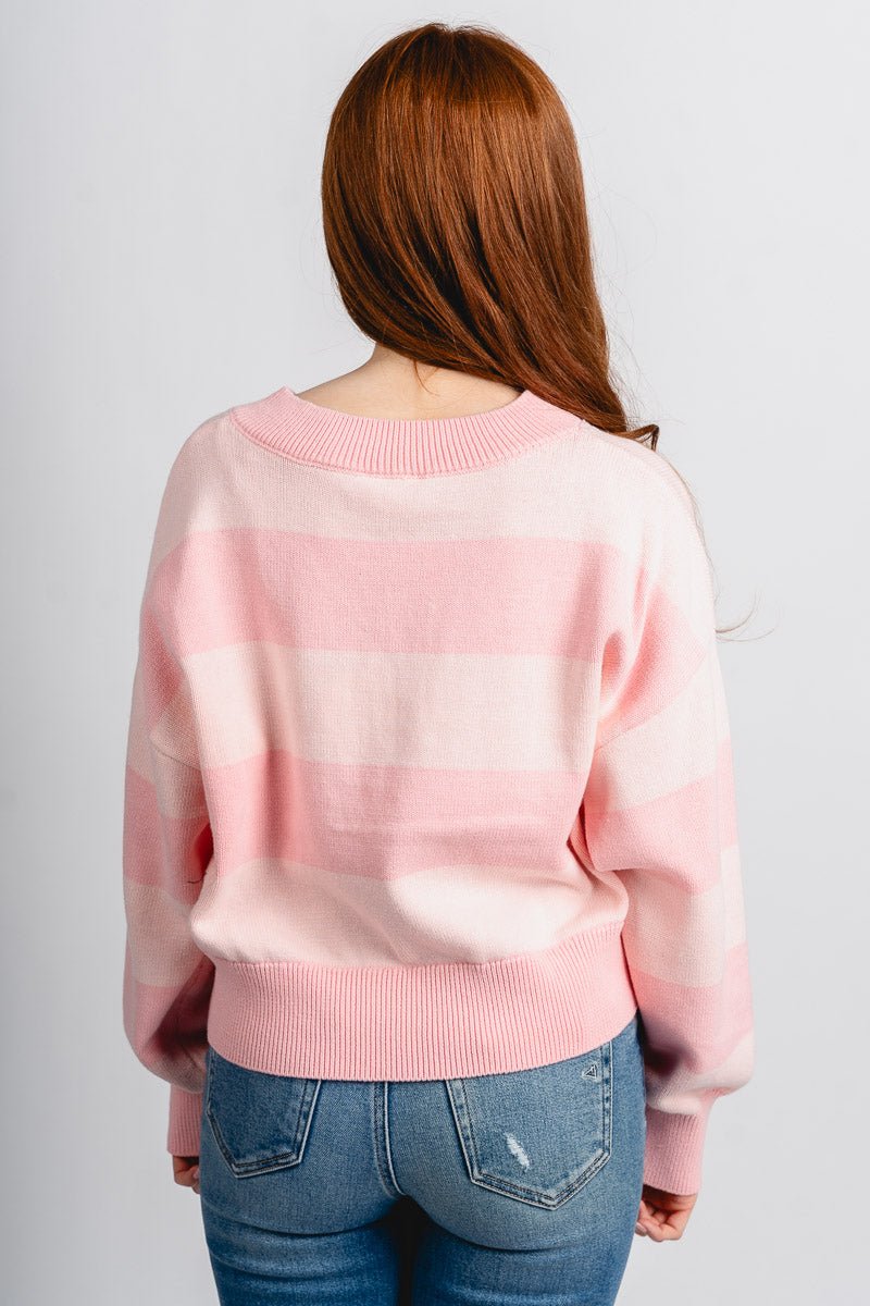 Striped crop sweater pink