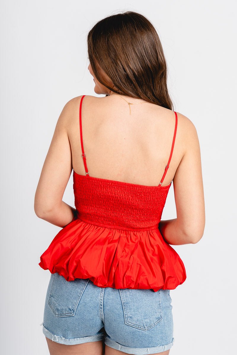 Bubble hem tank top red