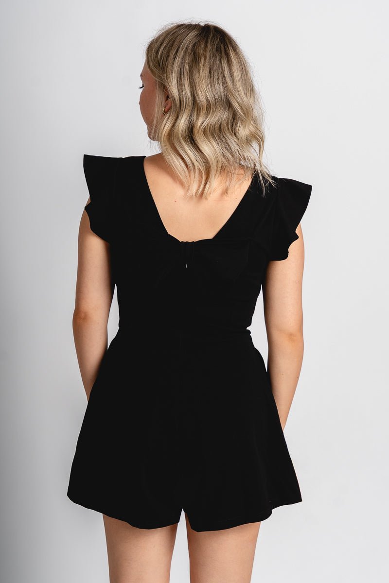 Ruffle sleeve romper black