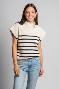 Turtleneck sweater vest cream/black – Boutique Sweaters | Fashionable Sweaters at Lush Fashion Lounge Boutique in Oklahoma City