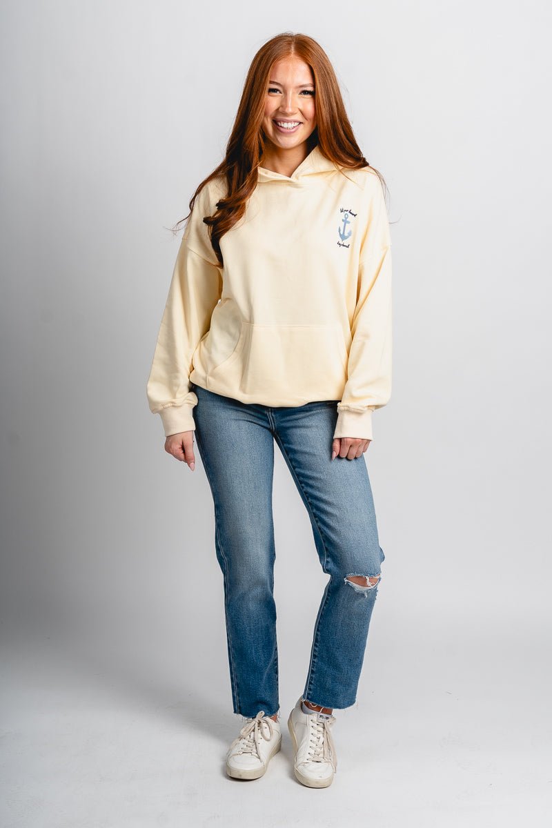 Anchored oversized hoodie butter - Adorable hoodie - Stylish Comfortable Outfits at Lush Fashion Lounge Boutique in OKC