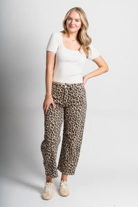 Vervet high rise leopard barrel jeans | Lush Fashion Lounge: boutique women's jeans, fashion jeans for women, affordable fashion jeans, cute boutique jeans
