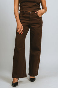 Wide leg denim pants brown | Lush Fashion Lounge: women's boutique pants, boutique women's pants, affordable boutique pants, women's fashion pants
