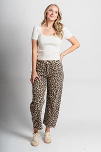 Vervet high rise leopard barrel jeans | Lush Fashion Lounge: boutique women's jeans, fashion jeans for women, affordable fashion jeans, cute boutique jeans