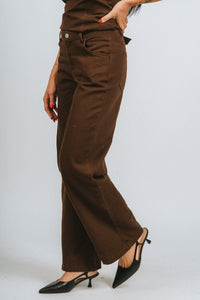 Wide leg denim pants brown | Lush Fashion Lounge: women's boutique pants, boutique women's pants, affordable boutique pants, women's fashion pants