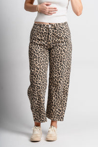 Vervet high rise leopard barrel jeans | Lush Fashion Lounge: boutique women's jeans, fashion jeans for women, affordable fashion jeans, cute boutique jeans