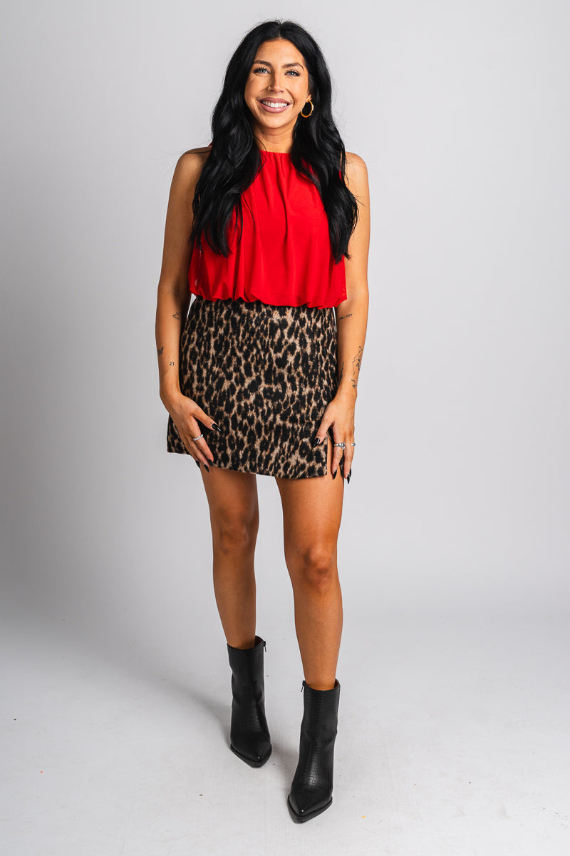 Allison leopard skirt brown | Lush Fashion Lounge: boutique fashion skirts, affordable boutique skirts, cute affordable skirts