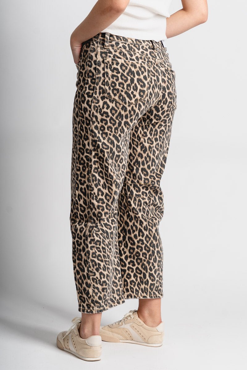 Vervet high rise leopard barrel jeans | Lush Fashion Lounge: boutique women's jeans, fashion jeans for women, affordable fashion jeans, cute boutique jeans
