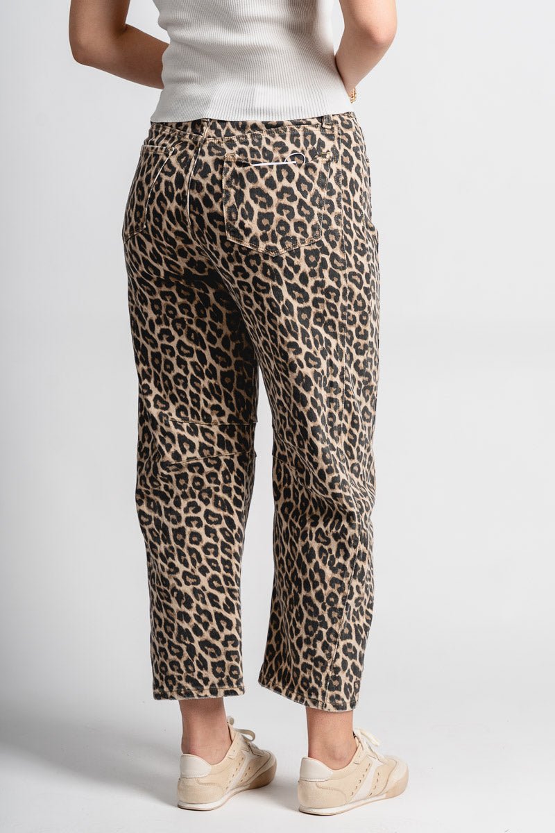 Vervet high rise leopard barrel jeans | Lush Fashion Lounge: boutique women's jeans, fashion jeans for women, affordable fashion jeans, cute boutique jeans