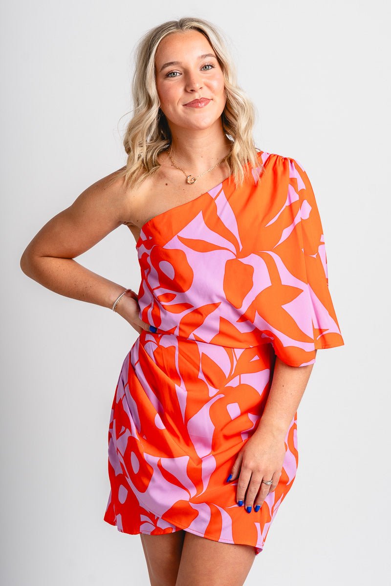 One shoulder bodycon dress red - Trendy dress - Cute Vacation Collection at Lush Fashion Lounge Boutique in Oklahoma City