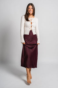 Z Supply Europa midi skirt berry wine - Exclusive Collection of Holiday Inspired T-Shirts and Hoodies at Lush Fashion Lounge Boutique in Oklahoma City