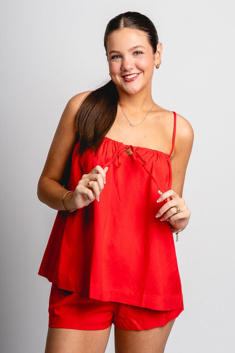 Drawstring shorts red - Affordable shorts - Boutique Shorts at Lush Fashion Lounge Boutique in Oklahoma City