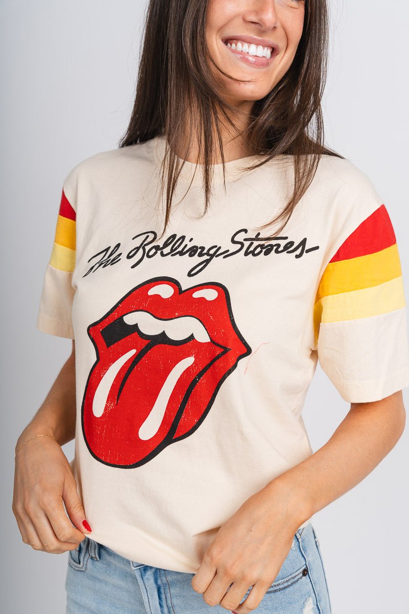 Rolling Stones sunset t-shirt cream - Trendy Band T-Shirts and Sweatshirts at Lush Fashion Lounge Boutique in Oklahoma City