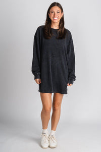 Sweatshirt dress black - Stylish dress - Trendy Lounge Sets at Lush Fashion Lounge Boutique in Oklahoma City