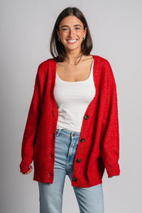 Oversized cardigan red - Affordable Cardigan - Boutique Cardigans & Trendy Kimonos at Lush Fashion Lounge Boutique in Oklahoma City