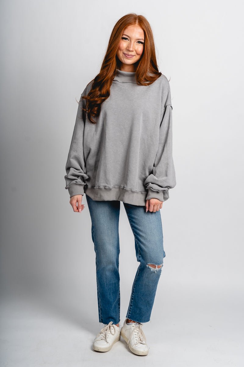 Mock neck sweatshirt grey