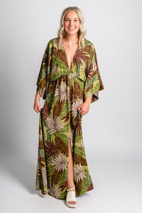 Kimono maxi dress olive - Trendy dress - Cute Vacation Collection at Lush Fashion Lounge Boutique in Oklahoma City