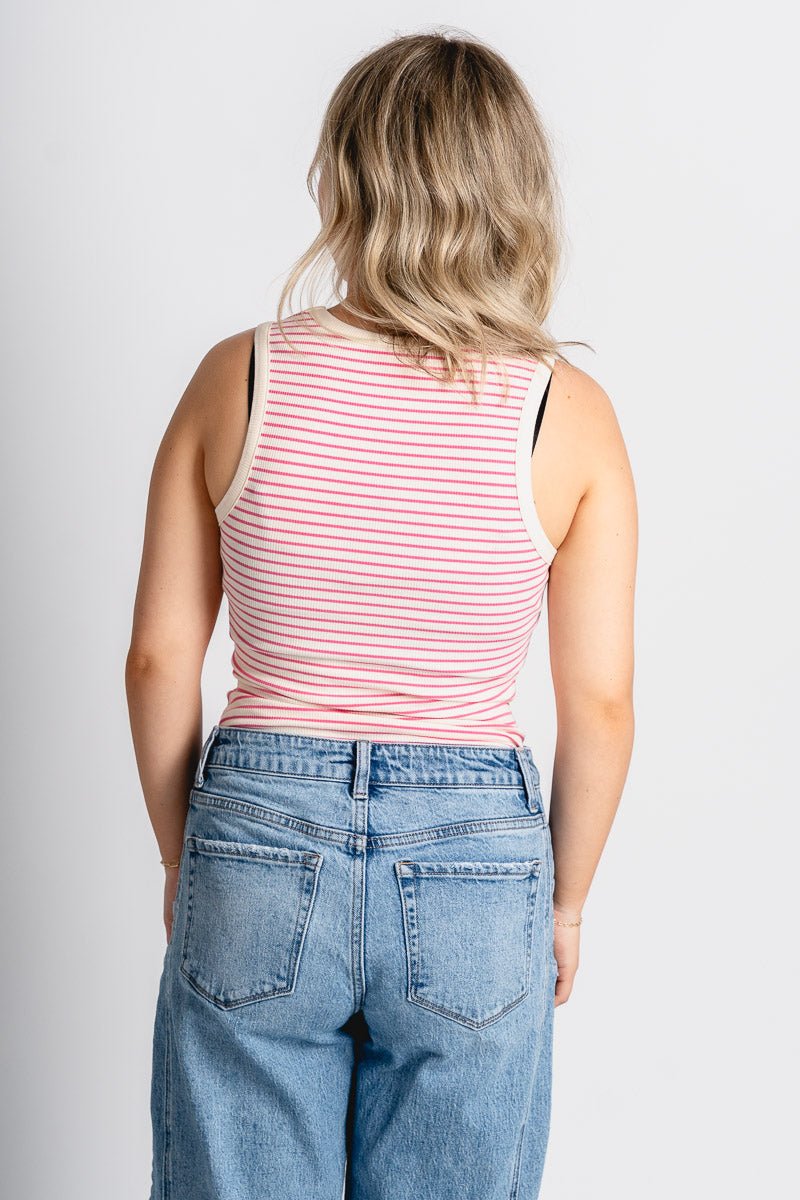 Round neck bodysuit cream/pink
