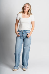 Vervet high rise cuffed baggy jeans jubilant | Lush Fashion Lounge: boutique women's jeans, fashion jeans for women, affordable fashion jeans, cute boutique jeans
