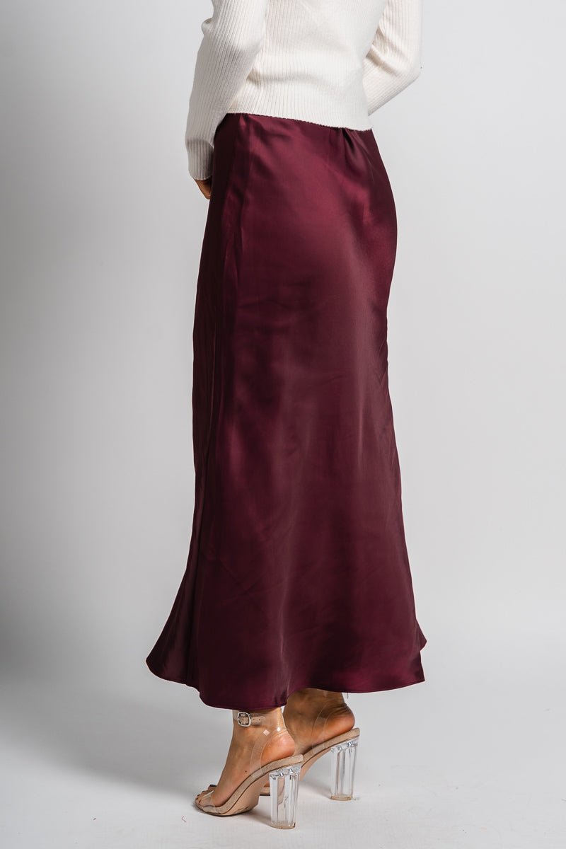 Z Supply Europa midi skirt berry wine | Lush Fashion Lounge: boutique fashion skirts, affordable boutique skirts, cute affordable skirts