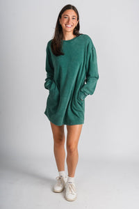 Sweatshirt dress dark teal - Stylish dress - Trendy Lounge Sets at Lush Fashion Lounge Boutique in Oklahoma City