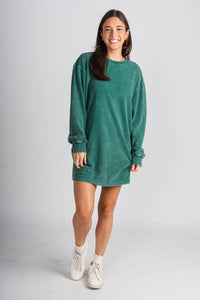 Sweatshirt dress dark teal - Fun dress - Unique Lounge Looks at Lush Fashion Lounge Boutique in Oklahoma