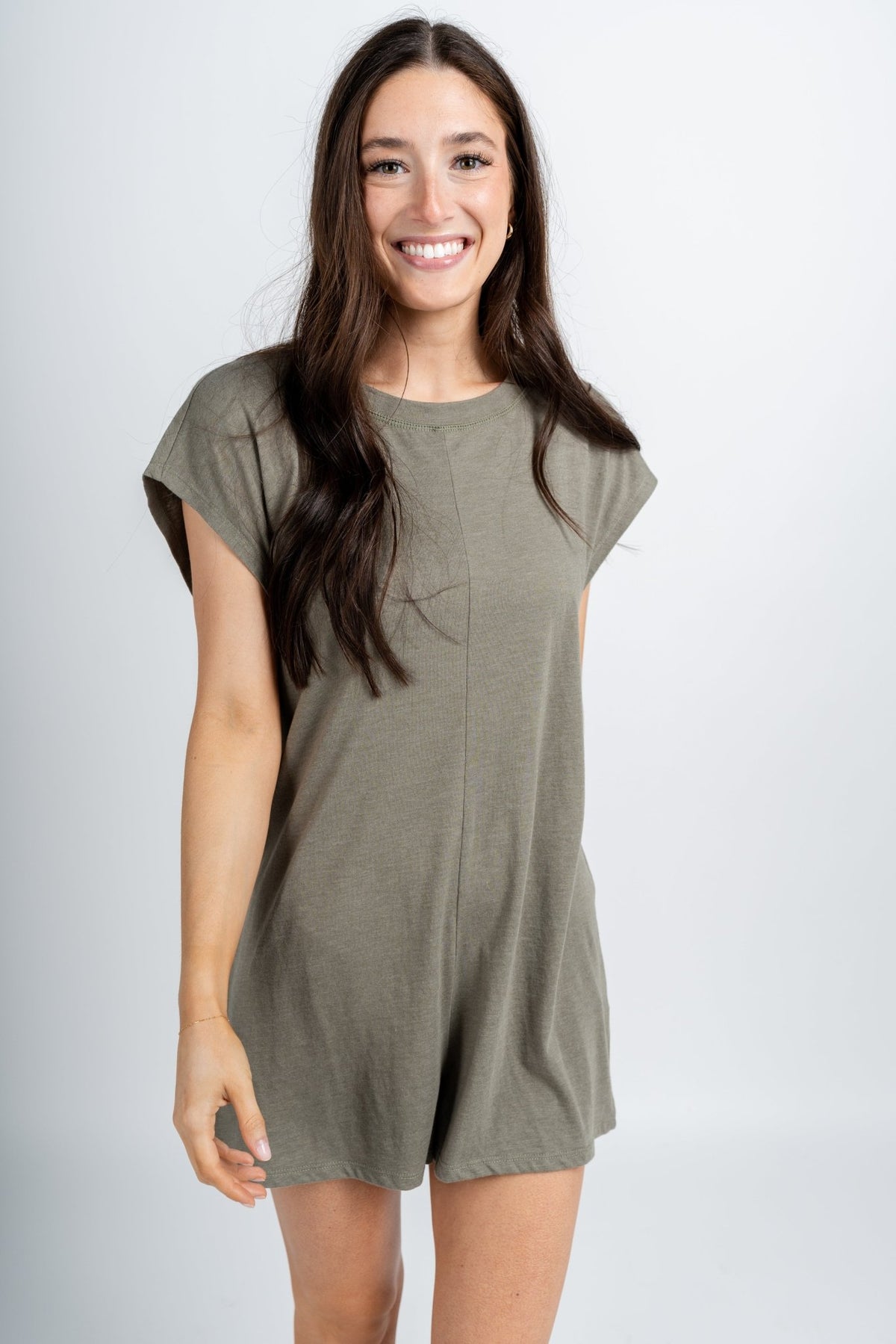 Z Supply Baja romper smoke sage - Z Supply romper - Z Supply Tops, Dresses, Tanks, Tees, Cardigans, Joggers and Loungewear at Lush Fashion Lounge