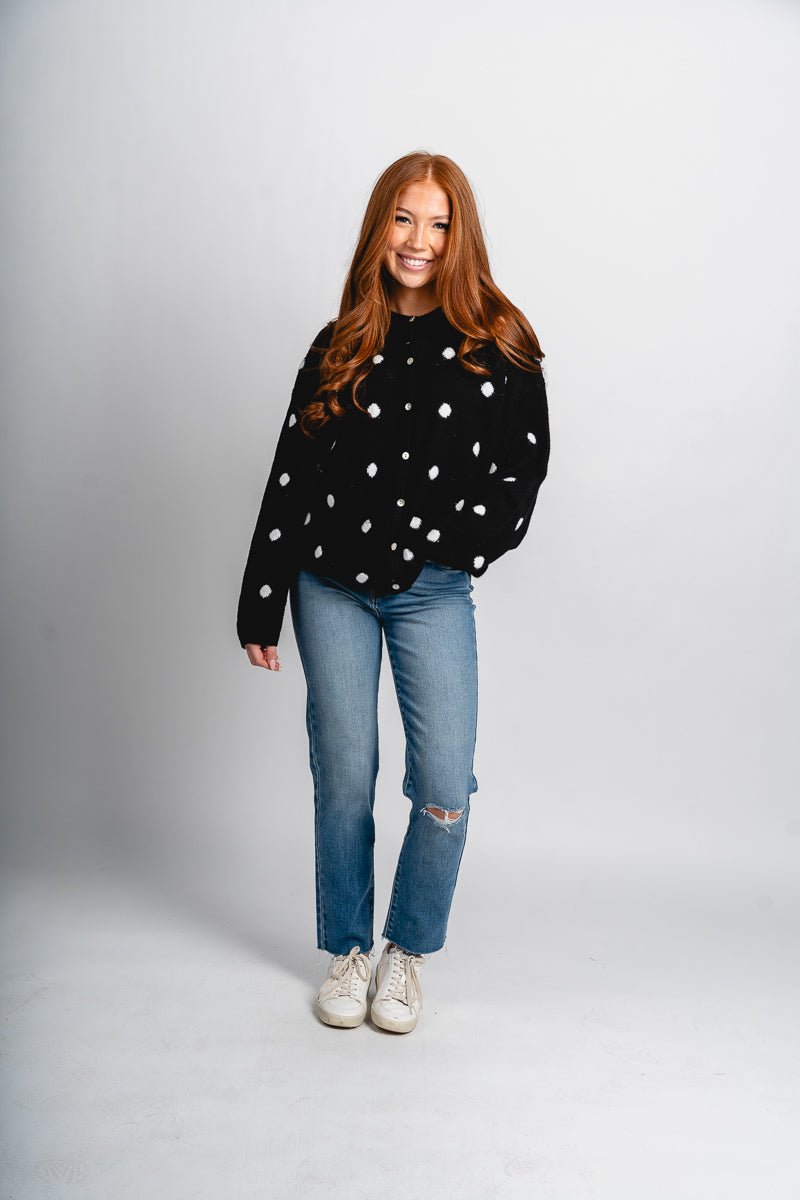Polka dot sweater cardigan black