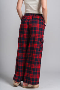 Plaid pajama pants red/navy - Fun sweatpants - Unique Lounge Looks at Lush Fashion Lounge Boutique in Oklahoma