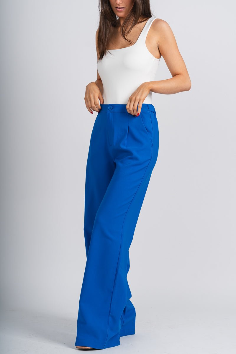 Pleated wide leg pants azure | Lush Fashion Lounge: women's boutique pants, boutique women's pants, affordable boutique pants, women's fashion pants