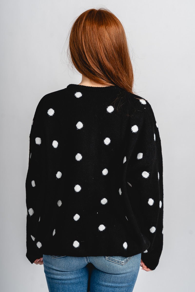 Polka dot sweater cardigan black