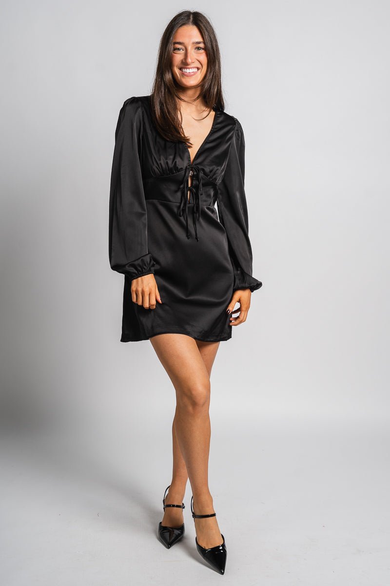 Satin bow detail dress Black Black / Medium Satin bow detail dress Black Black / Medium