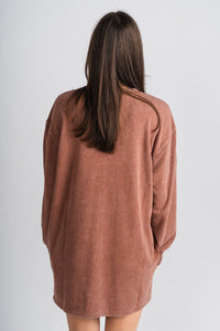 Sweatshirt dress chestnut - Fun dress - Unique Lounge Looks at Lush Fashion Lounge Boutique in Oklahoma