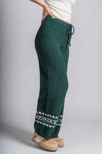 Teddy Christmas pants hunter green - Cute sweatpants - Fun Cozy Basics at Lush Fashion Lounge Boutique in Oklahoma City