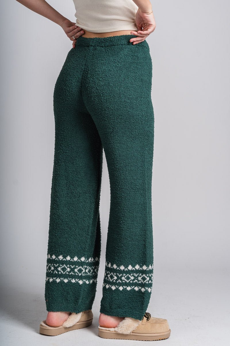 Teddy Christmas pants hunter green - Fun sweatpants - Unique Lounge Looks at Lush Fashion Lounge Boutique in Oklahoma