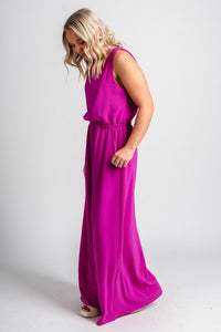 Sleeveless jumpsuit orchid - Cute dress - Fun Vacay Basics at Lush Fashion Lounge Boutique in Oklahoma City