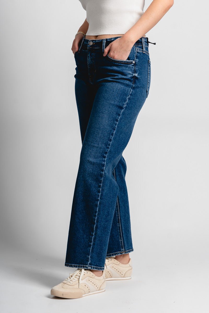Mid rise boyfriend jeans dark wash | Lush Fashion Lounge: boutique women's jeans, fashion jeans for women, affordable fashion jeans, cute boutique jeans