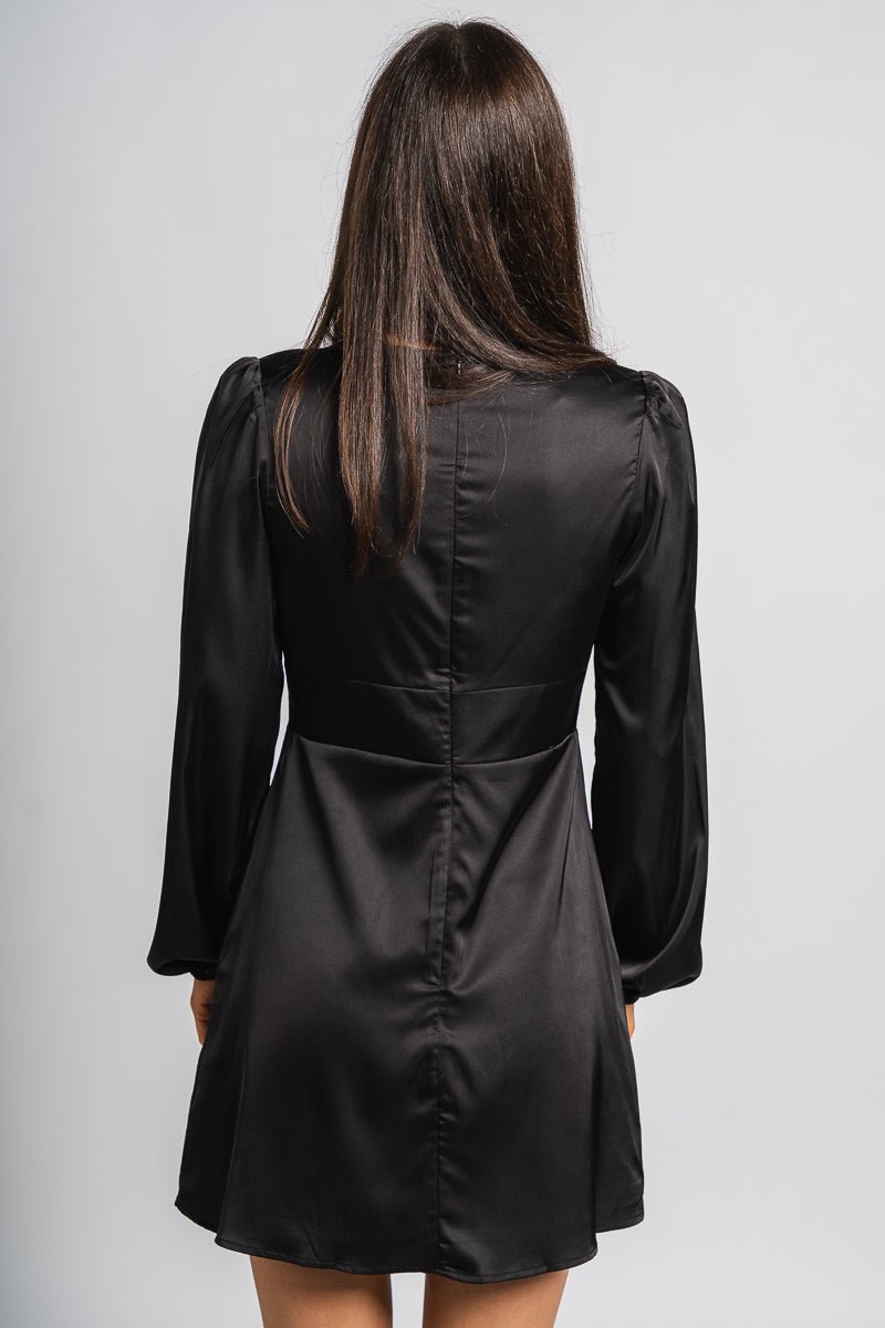 Satin bow detail dress Black Black / Medium Satin bow detail dress Black Black / Medium