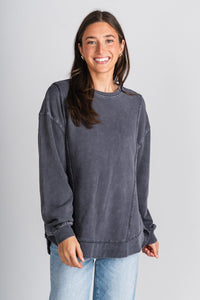 Z Supply replay sweatshirt black sand - Z Supply sweatshirt - Z Supply Apparel at Lush Fashion Lounge Trendy Boutique Oklahoma City