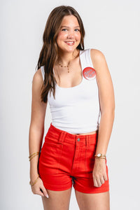 Daze high rise valley girl shorts cherry - Trendy shorts - Fashion Shorts at Lush Fashion Lounge Boutique in Oklahoma City