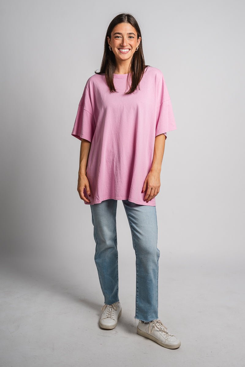 Washed oversized t-shirt rose pink