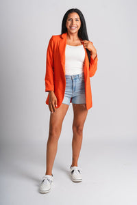 Cuff sleeve boyfriend blazer orange - Trendy OKC Thunder T-Shirts at Lush Fashion Lounge Boutique in Oklahoma City
