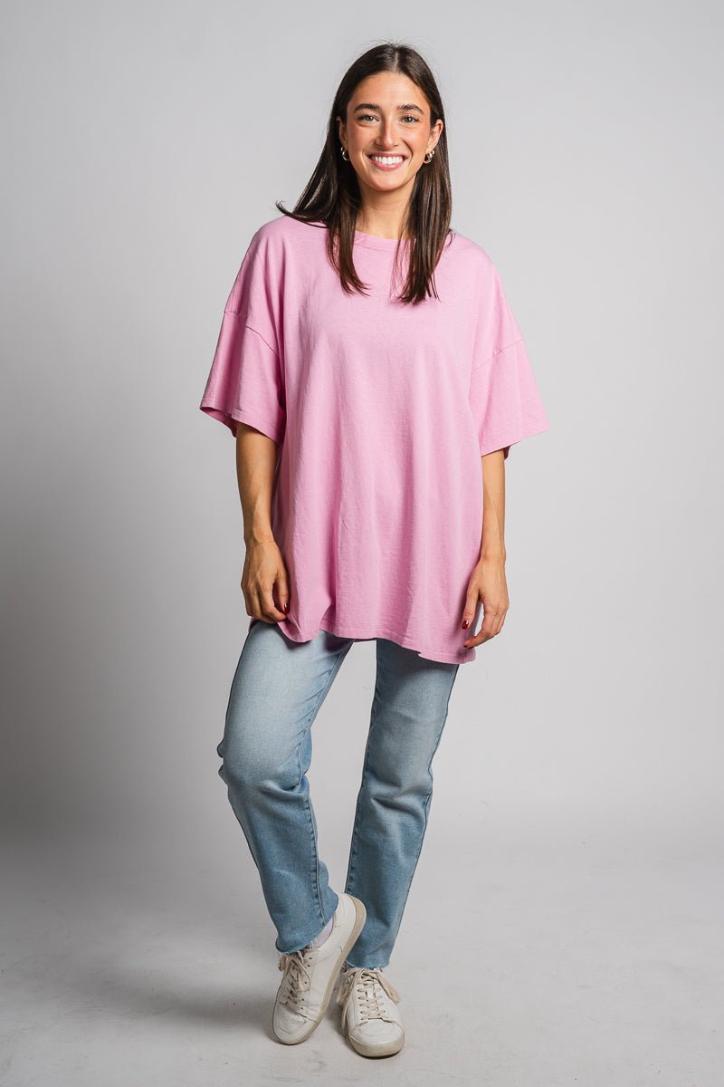 Washed oversized t-shirt rose pink