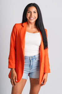 Cuff sleeve boyfriend blazer orange – Trendy Jackets | Cute Fashion Blazers at Lush Fashion Lounge Boutique in Oklahoma City