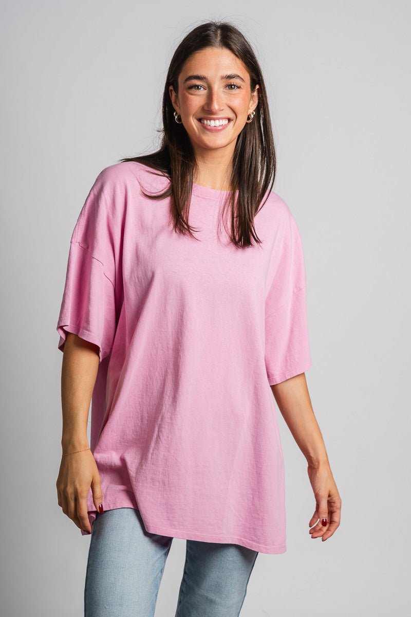 Washed oversized t-shirt rose pink