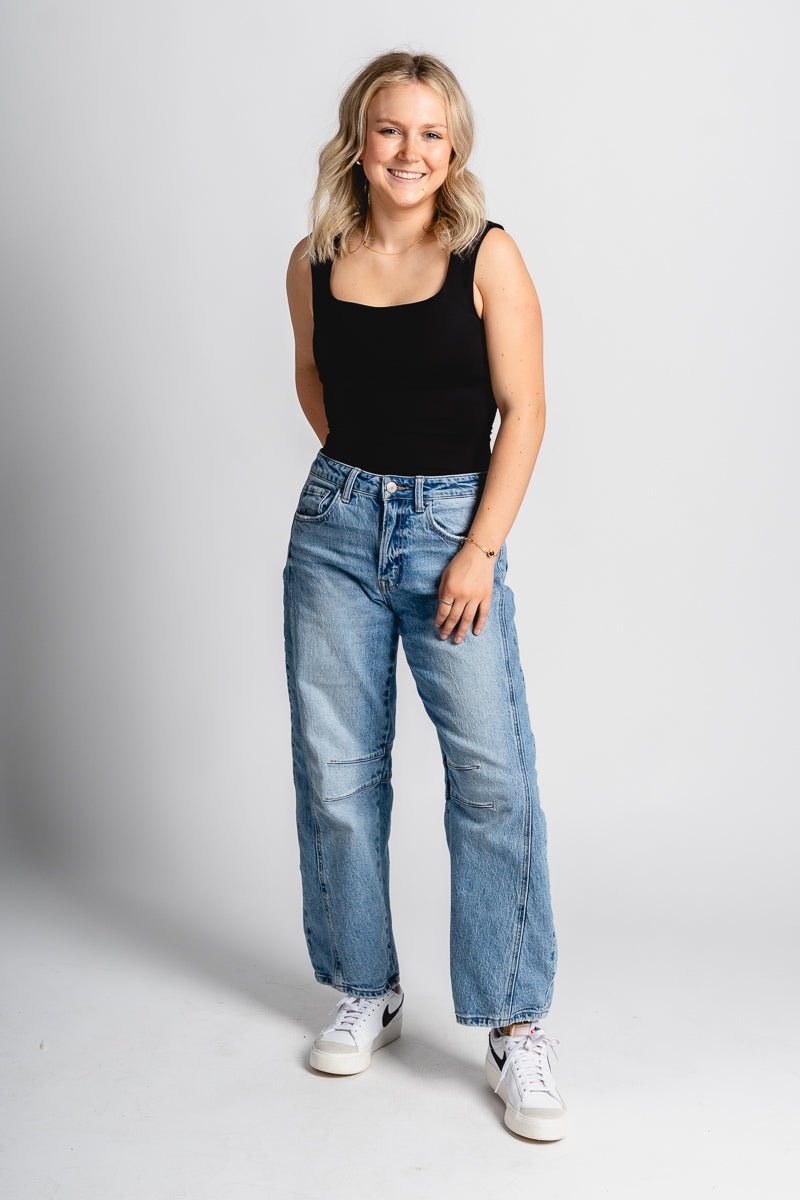 Square neck bodysuit black - Trendy Bodysuit - Fashion Bodysuits at Lush Fashion Lounge Boutique in Oklahoma City