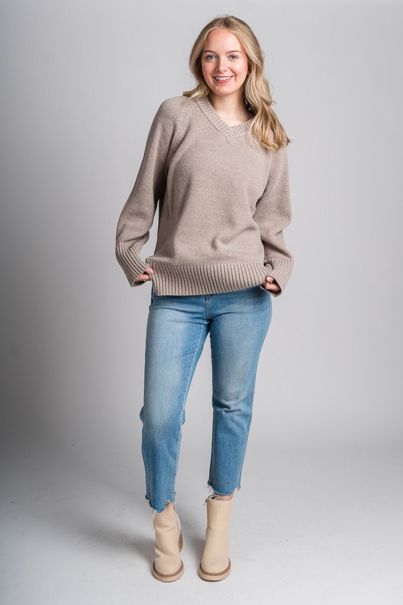 Z Supply Boulevard sweater heather taupe - Z Supply Sweater - Z Supply Clothing at Lush Fashion Lounge Trendy Boutique Oklahoma City